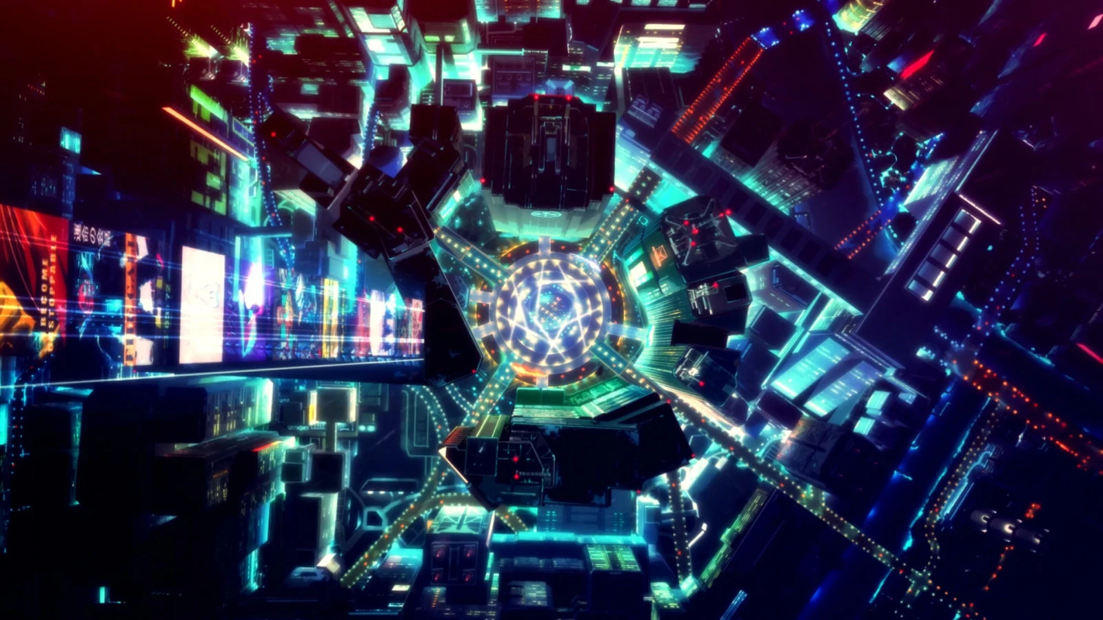 Night City seen from above in Cyberpunk: Edgerunners